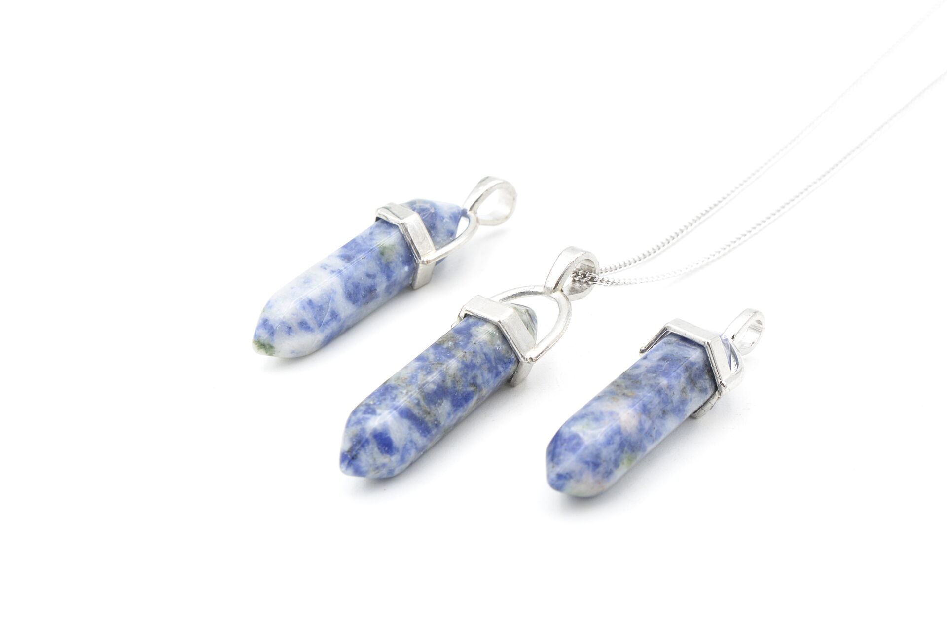 Hakiki Pandül Model Doğal Sodalit Taşı Kolye Ucu