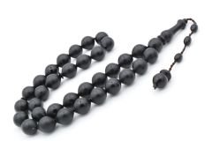 Sistemli Sığırcık Kesim İri Boy Siyah Fiber Tesbih