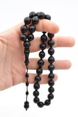 Sistemli Sığırcık Kesim İri Boy Siyah Fiber Tesbih