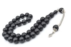 Enes Abdo Yapımı Küre Kesim Siyah Sıkma Kehribar Tesbih