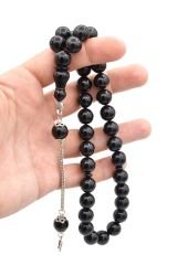 Enes Abdo Yapımı Küre Kesim Siyah Sıkma Kehribar Tesbih