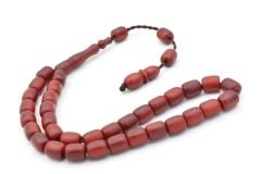 Sistemli Fıçı Kesim Bilek Boy Kırmızı Fiber Tesbih