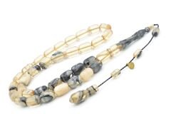 Hakan Turan İmzalı Kapsül Kesim Gri Renk Süzmesi Sıkma Kehribar Tesbih