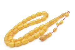 Hakan Turan İmzalı Kapsül Kesim Hareli Sarı Sıkma Kehribar Tesbih