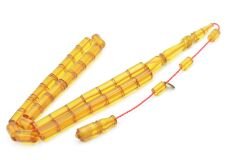 Hakan Turan İmzalı Kesme Model Sarı Sıkma Kehribar Tesbih