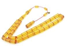 Hakan Turan İmzalı Kesme Model Sarı Sıkma Kehribar Tesbih