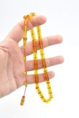 Hakan Turan İmzalı Kesme Model Sarı Sıkma Kehribar Tesbih