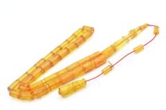 Hakan Turan İmzalı Kesme Model Hareli Sarı Sıkma Kehribar Tesbih