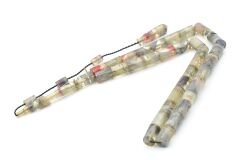 Hakan Turan İmzalı Kesme Model Kırmızı Gri Sıkma Kehribar Tesbih