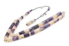 Hakan Turan İmzalı Kesme Model Bej Mor Sıkma Kehribar Tesbih