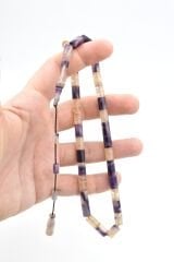 Hakan Turan İmzalı Kesme Model Bej Mor Sıkma Kehribar Tesbih