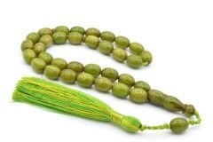 Usta İşi Saçaklı Sistemli Beyzi Kesim Hareli Yeşil Katalin Tesbih