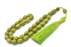 Usta İşi Saçaklı Sistemli Beyzi Kesim Hareli Yeşil Katalin Tesbih