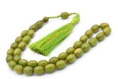 Usta İşi Saçaklı Sistemli Beyzi Kesim Hareli Yeşil Katalin Tesbih