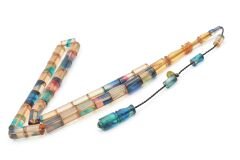 Hakan Turan İmzalı Kesme Model Kırmızı Mavi Sıkma Kehribar Tesbih