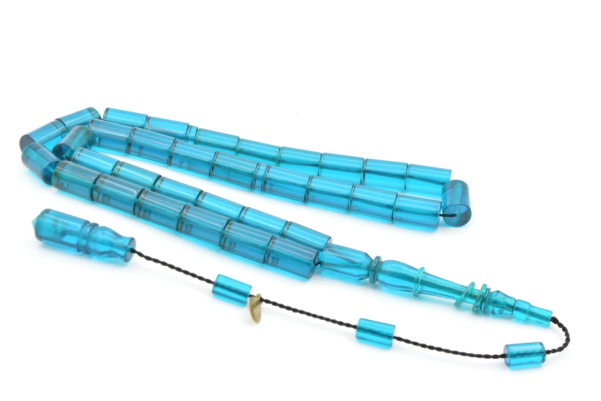 Hakan Turan İmzalı Kesme Model Mavi Sıkma Kehribar Tesbih