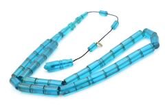 Hakan Turan İmzalı Kesme Model Mavi Sıkma Kehribar Tesbih