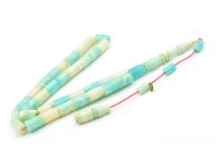 Hakan Turan İmzalı Kesme Model Mavi Beyaz Sıkma Kehribar Tesbih