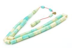 Hakan Turan İmzalı Kesme Model Mavi Beyaz Sıkma Kehribar Tesbih