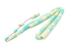 Hakan Turan İmzalı Kesme Model Mavi Beyaz Sıkma Kehribar Tesbih