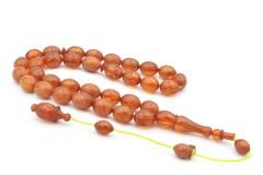 Mustafa Uysal İmzalı Beyzi Kesim Hareli Sarı Sıkma Kehribar Tesbih 206