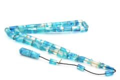 Hakan Turan İmzalı Kesme Model Hareli Mavi Sıkma Kehribar Tesbih