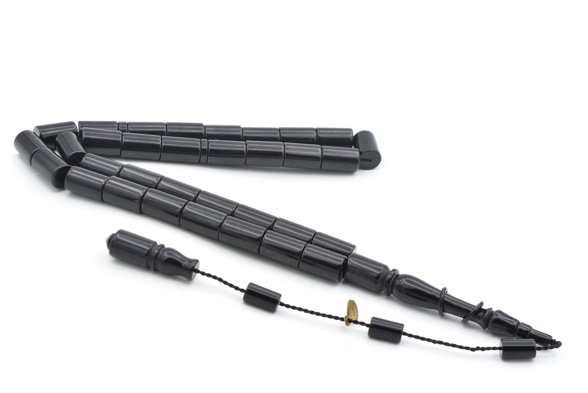 Hakan Turan İmzalı Kesme Model Siyah Sıkma Kehribar Tesbih