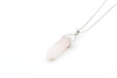 Hakiki Pandül Model Doğal Pembe Kuvars Taşı Kolye Ucu