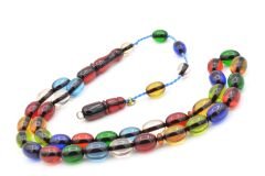 Enes Abdo İmzalı Kapsül Kesim Rengarenk Sıkma Kehribar Tesbih