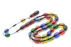 Enes Abdo İmzalı Kapsül Kesim Rengarenk Sıkma Kehribar Tesbih