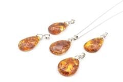 Orijinal Doğal Fosilli Damla Kehribar Kolye Ucu 001