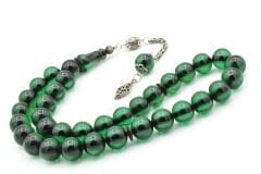 Gümüş Kaplama Kamçılı Faris Döküm Küre Kesim Mint Yeşili Sıkma Kehribar Tesbih