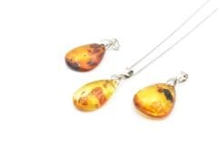 Orijinal Doğal Fosilli Damla Kehribar Kolye Ucu 002