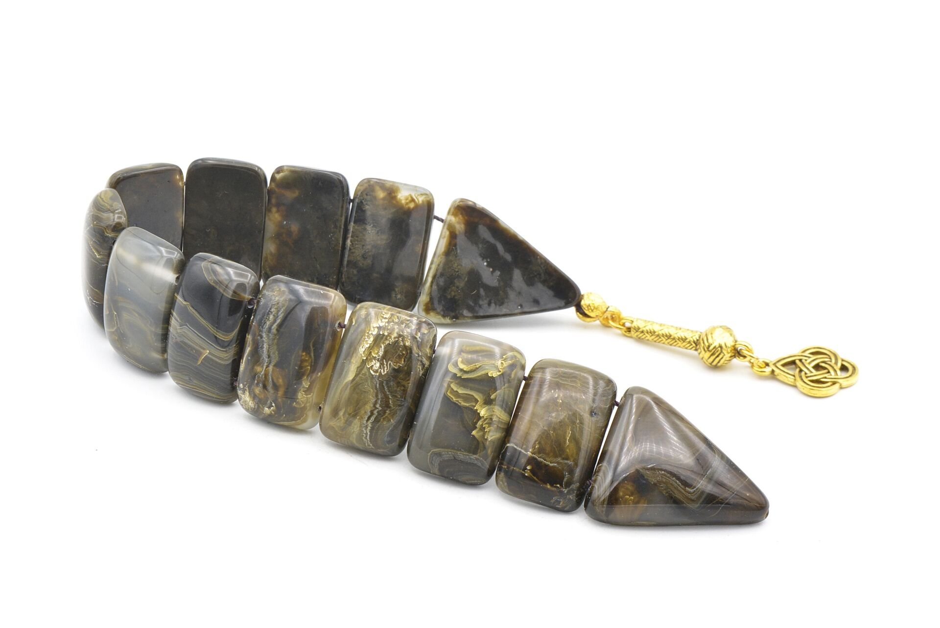 İri Taneli Hareli Kahverengi Toz Kehribar Balık Tesbih