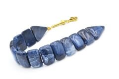 İri Taneli Hareli Lacivert Toz Kehribar Balık Tesbih