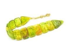 İri Taneli Hareli Yeşil Toz Kehribar Balık Tesbih