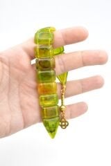 İri Taneli Hareli Yeşil Toz Kehribar Balık Tesbih