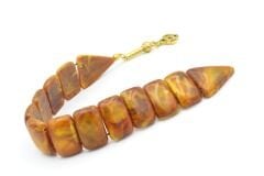 İri Taneli Hareli Yeşil Turuncu Toz Kehribar Balık Tesbih