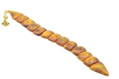 İri Taneli Hareli Yeşil Turuncu Toz Kehribar Balık Tesbih