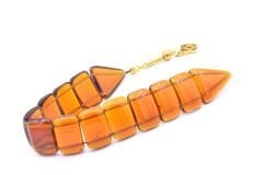 İri Taneli Şeffaf Turuncu Toz Kehribar Balık Tesbih