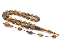 Sait Usta Yapımı Beyzi Kesim Şeffaf Lacivert Sıkma Kehribar Tesbih