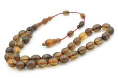 Sait Usta Yapımı Beyzi Kesim Şeffaf Lacivert Sıkma Kehribar Tesbih