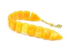 İri Taneli Turuncu Beyaz Toz Kehribar Balık Tesbih