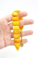 İri Taneli Turuncu Beyaz Toz Kehribar Balık Tesbih