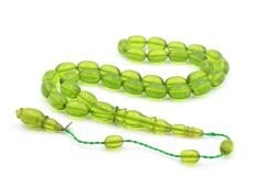 Mehmet Arıcı İmzalı Beyzi Kesim Yeşil Sıkma Kehribar Tesbih