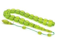 Mehmet Arıcı İmzalı Beyzi Kesim Yeşil Sıkma Kehribar Tesbih