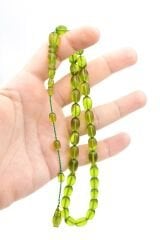 Mehmet Arıcı İmzalı Beyzi Kesim Yeşil Sıkma Kehribar Tesbih