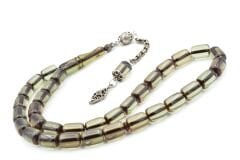 Gümüş Kaplama Kamçılı Faris Döküm Kapsül Kesim Mavi Sıkma Kehribar Tesbih