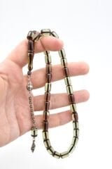 Gümüş Kaplama Kamçılı Faris Döküm Kapsül Kesim Mavi Sıkma Kehribar Tesbih