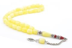 Sarı Kırmızı Nakkaş İmameli Kapsül Kesim Beyrut Damla Kehribar Tesbih